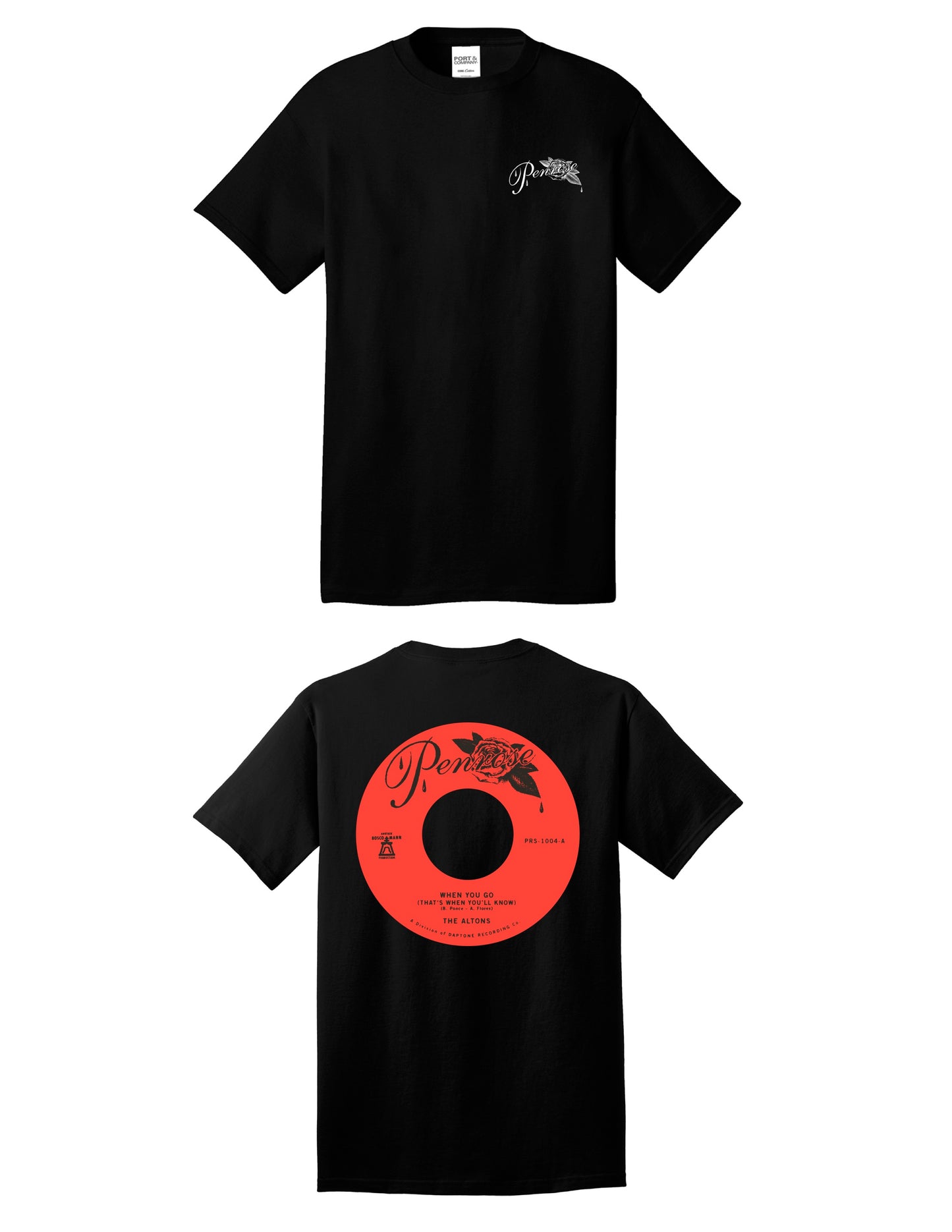 The Altons black t shirt with record print