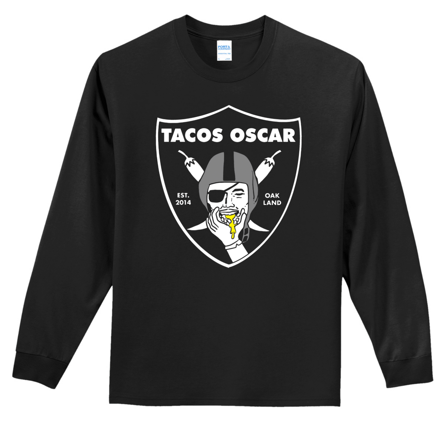 Tacos Oscar Taco Raider Black Long Sleeve Tee