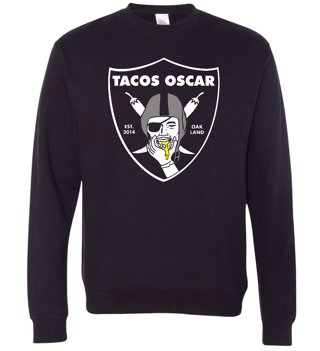 Tacos Oscar Taco Raider Black Crewneck Sweatshirt