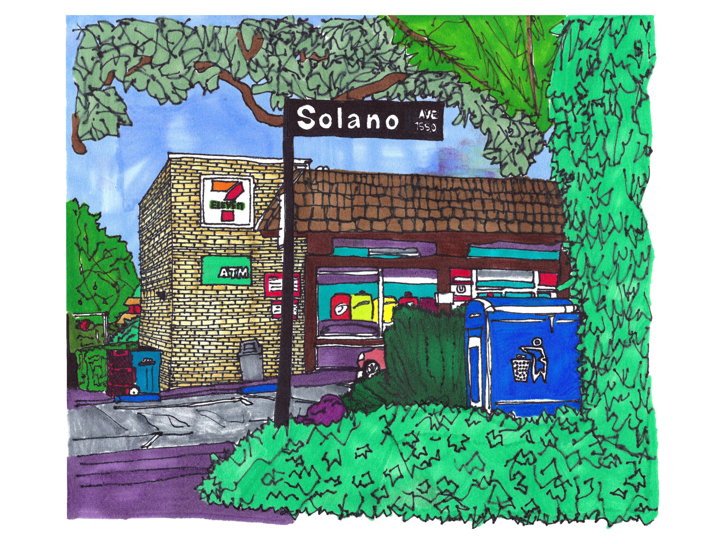 Solano Avenue 7-11 art print by Chris Kohler