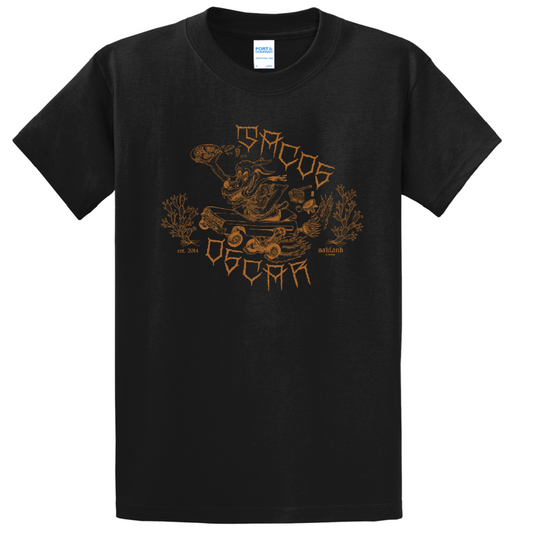 Tacos Oscar Doggie Tee brown ink on black PC61 shirt